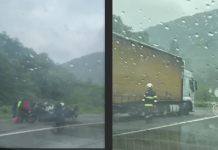 VIDEO/ Motociclist rănit într-un accident cu un autocamion, pe Defileul Jiului